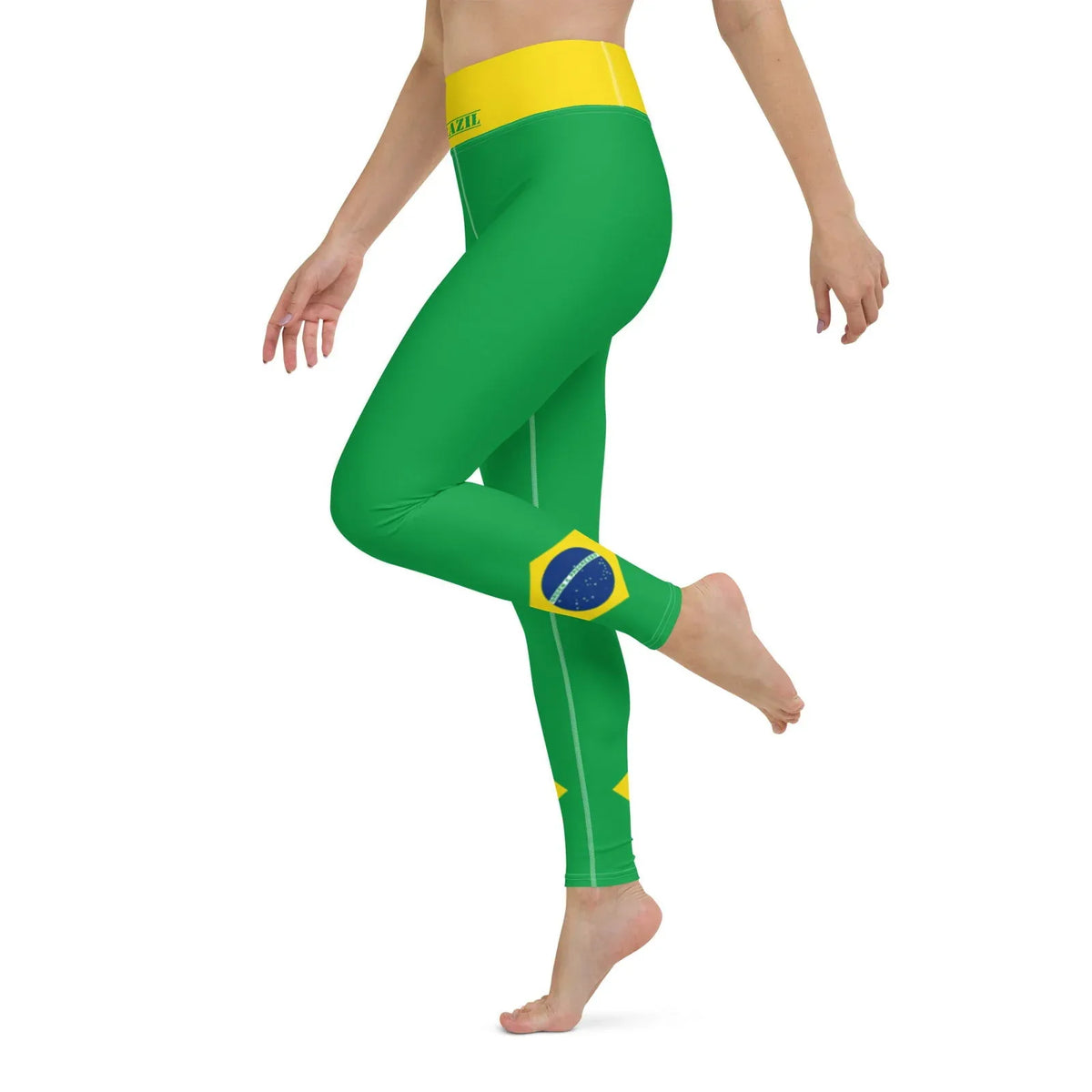Brazil yoga leggings with colorful Brazilian flag print