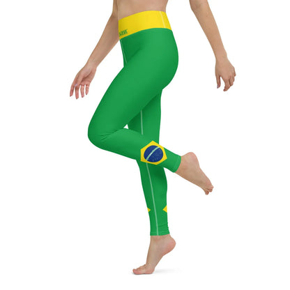 Brazil yoga leggings with colorful Brazilian flag print