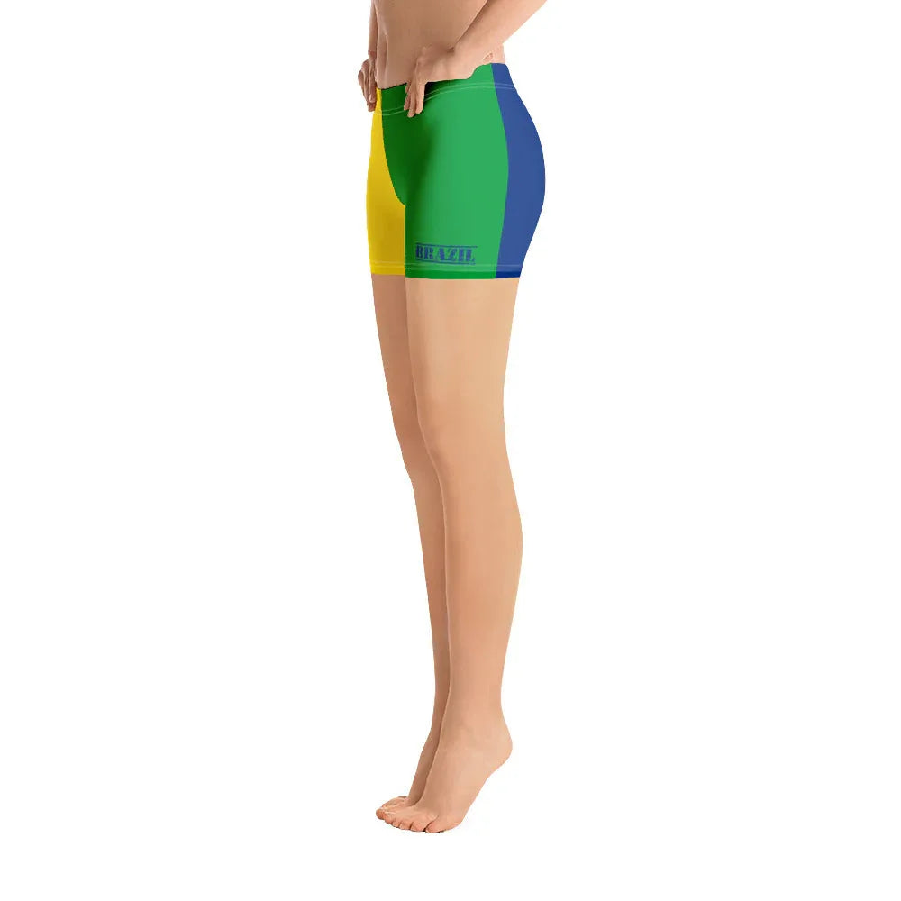 Brazilian flag color shorts featuring a bold multicolor design