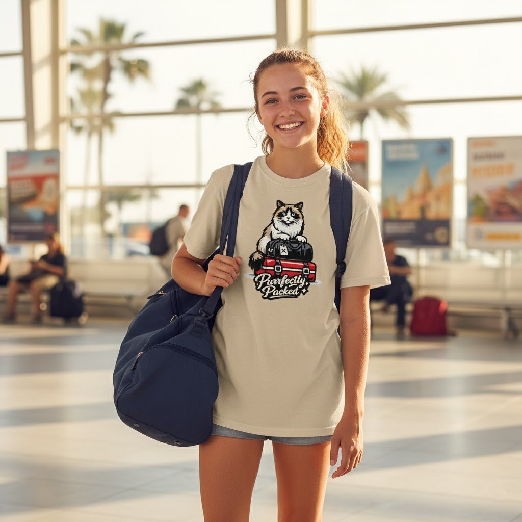 Breathable ring spun cotton cat themed t shirt