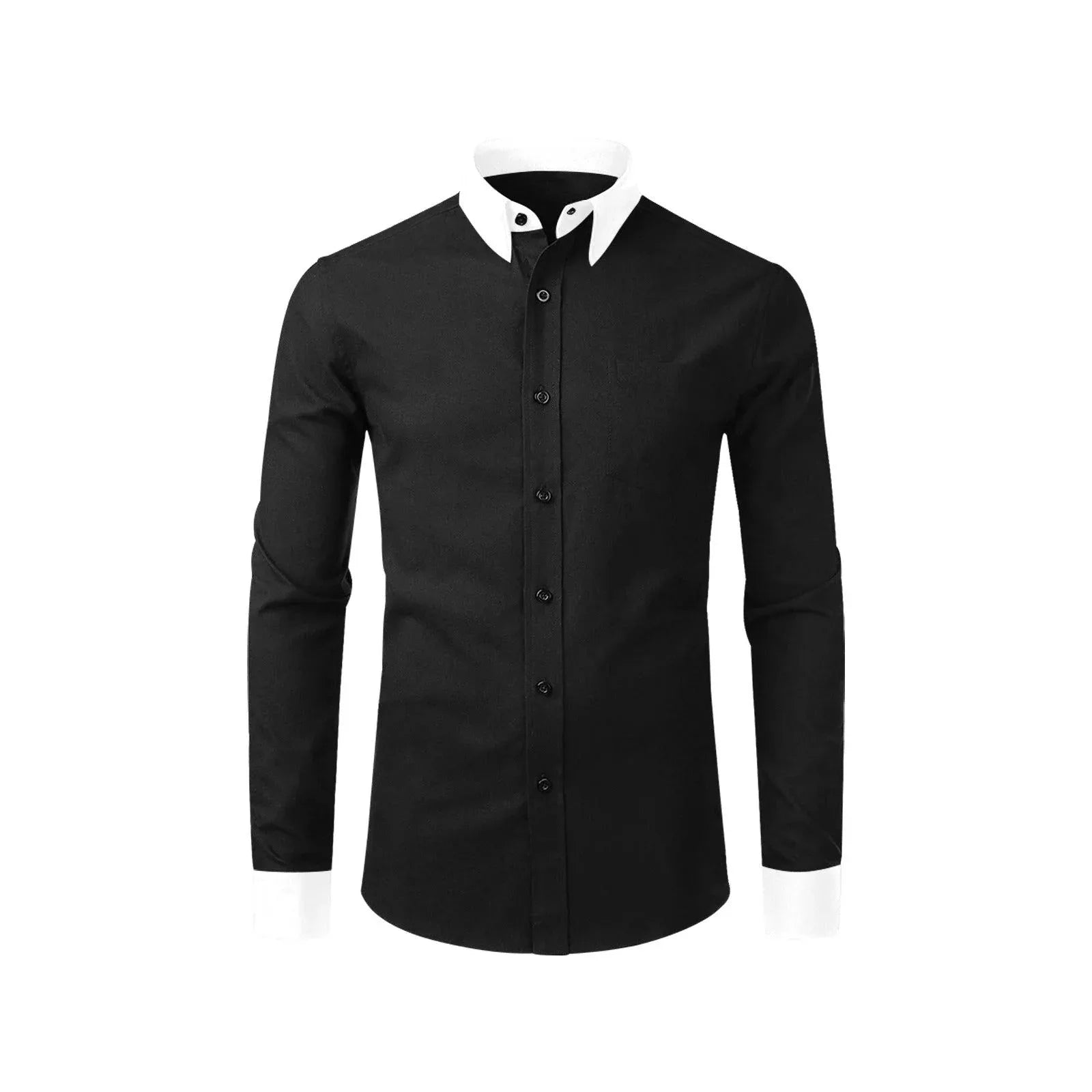 Black Dress Shirt with White Collar and Cuffs