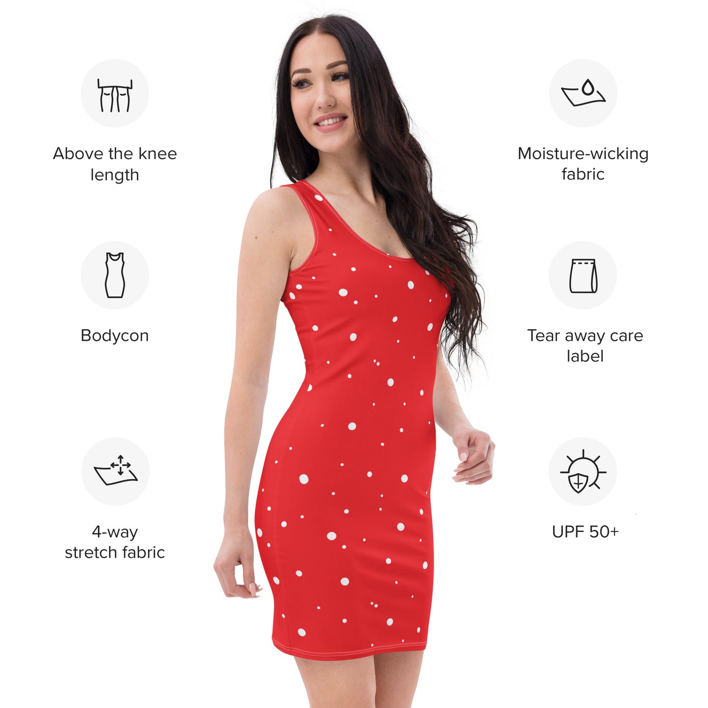 Casual party outfit red and white polka dot dress