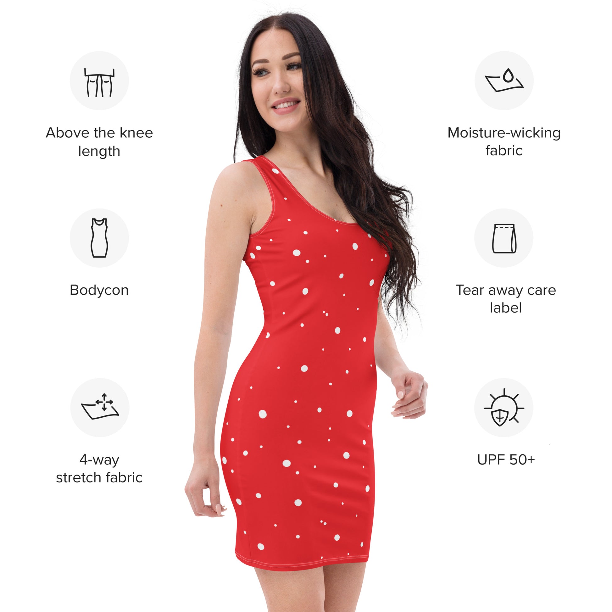 Casual party outfit red and white polka dot dress