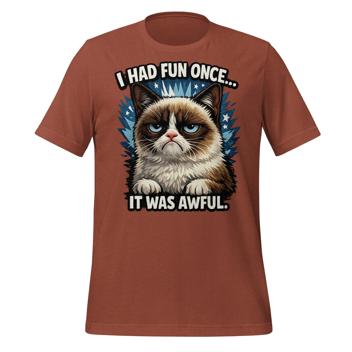 Cat meme t-shirt with ironic text design