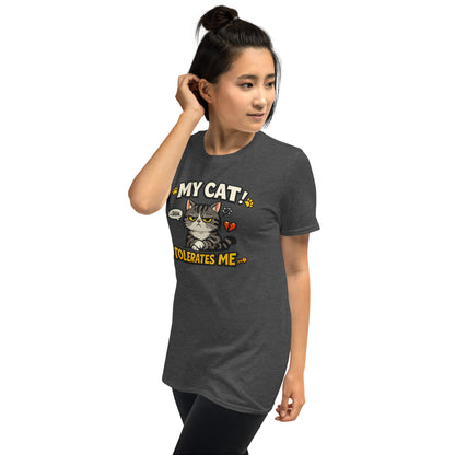 Cat owner joke t-shirt my cat tolerates me design