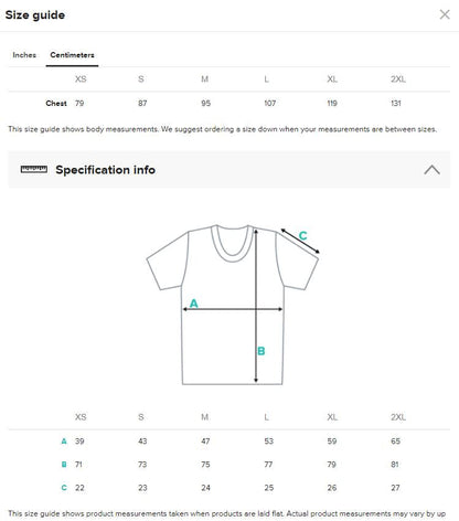 Centimeters Size Guide