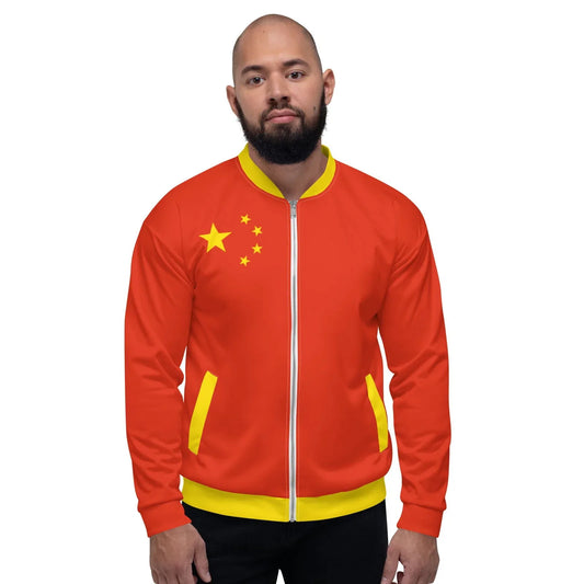 Chinese Jacket With The Flag Of China / Unisex Bomber Jacket