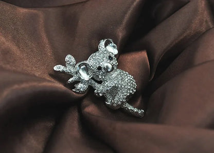 Cute Koala Brooch with Pearl and Rhinestones