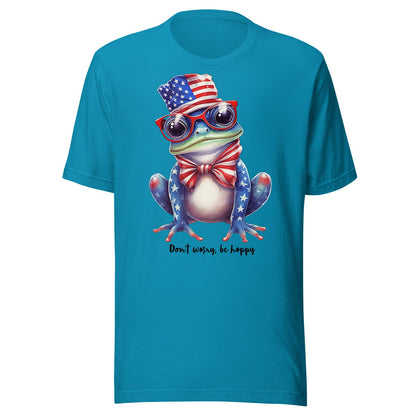 Cute patriotic frog t-shirt with American flag design