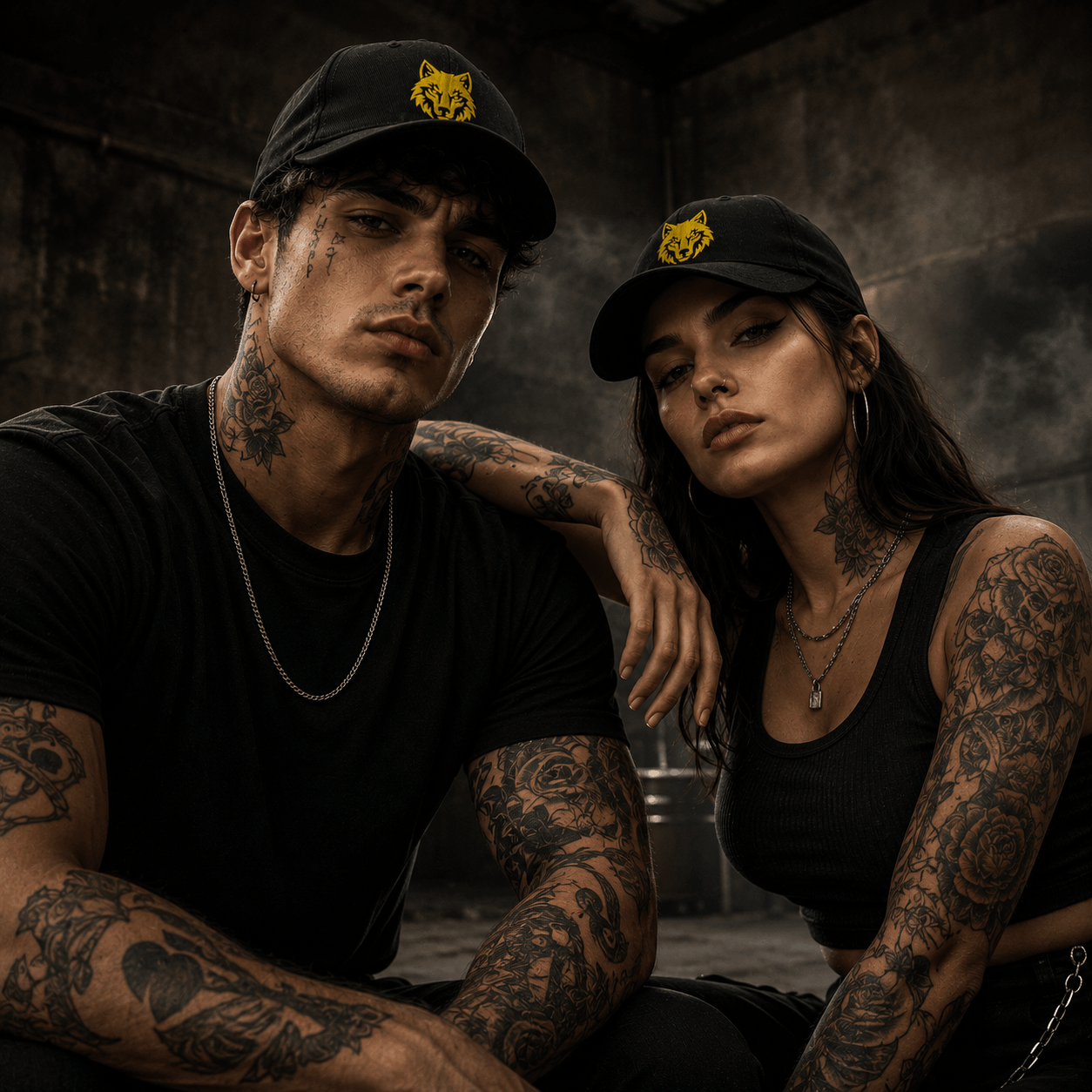 Dacian wolf baseball cap black and gold embroidered design