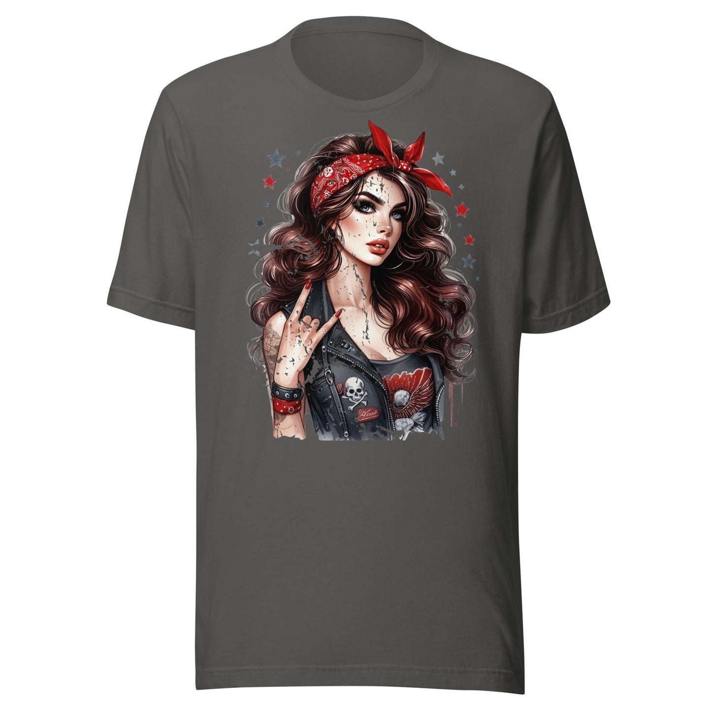 Distressed grunge aesthetic pin-up girl t-shirt