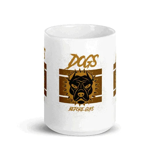 Dog quote coffee mug with black and gold pitbull print for women