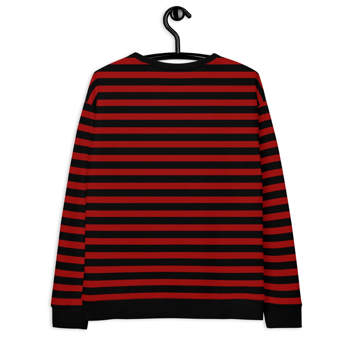 Eco conscious red and black striped streetwear sweater