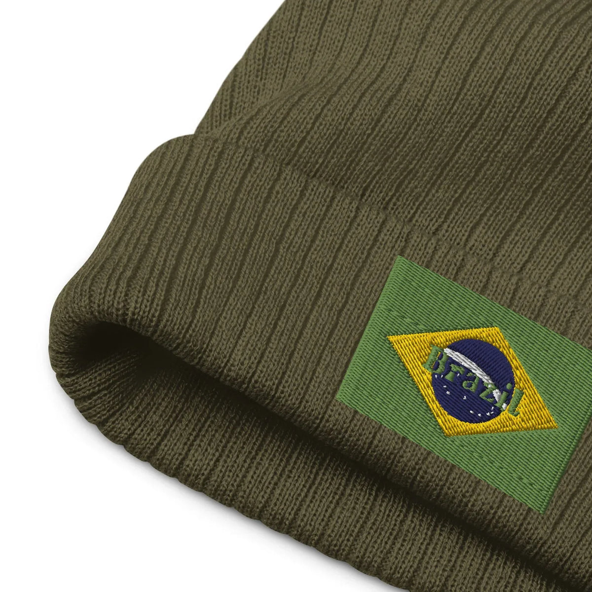 Embroidered Brazil flag beanie product view