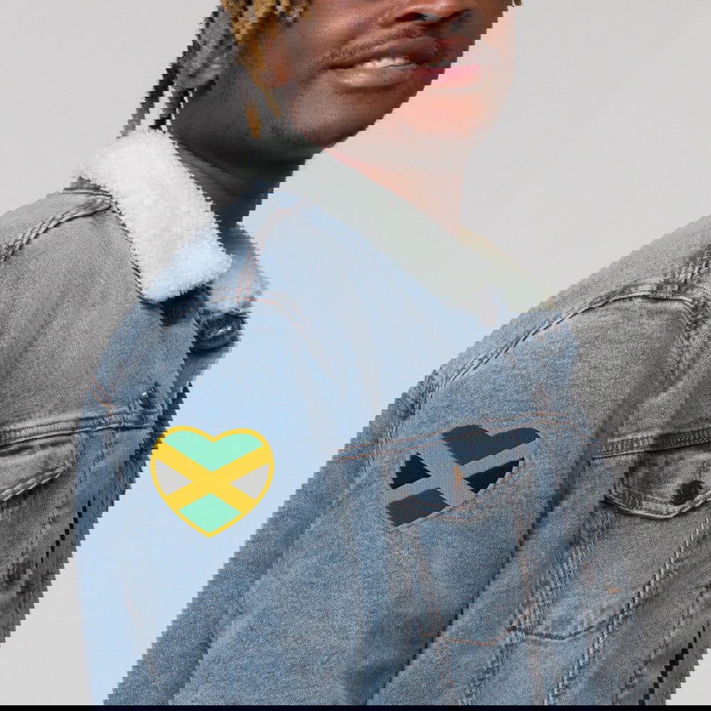 Embroidered Jamaica flag patch heart design