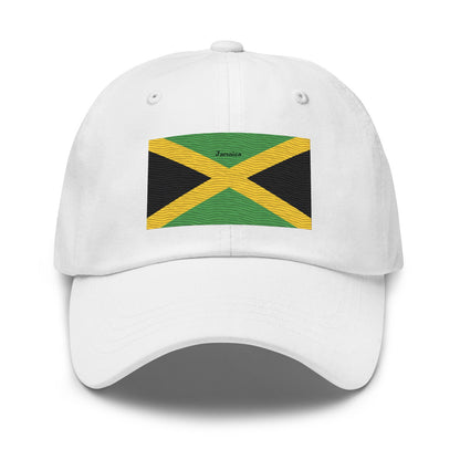 Embroidered Jamaican flag white dad hat