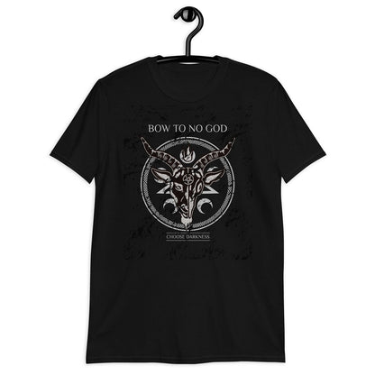 Exclusive black tee with detailed Baphomet print for men and women