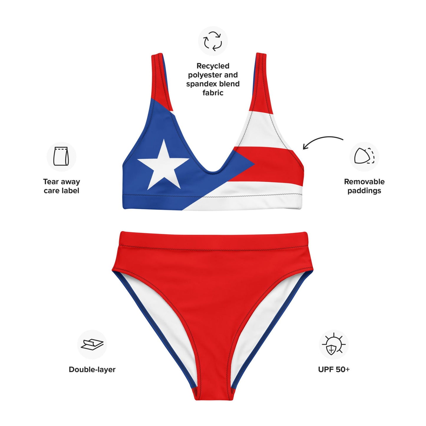 Fashionable Swimwear with Puerto Rican Flag