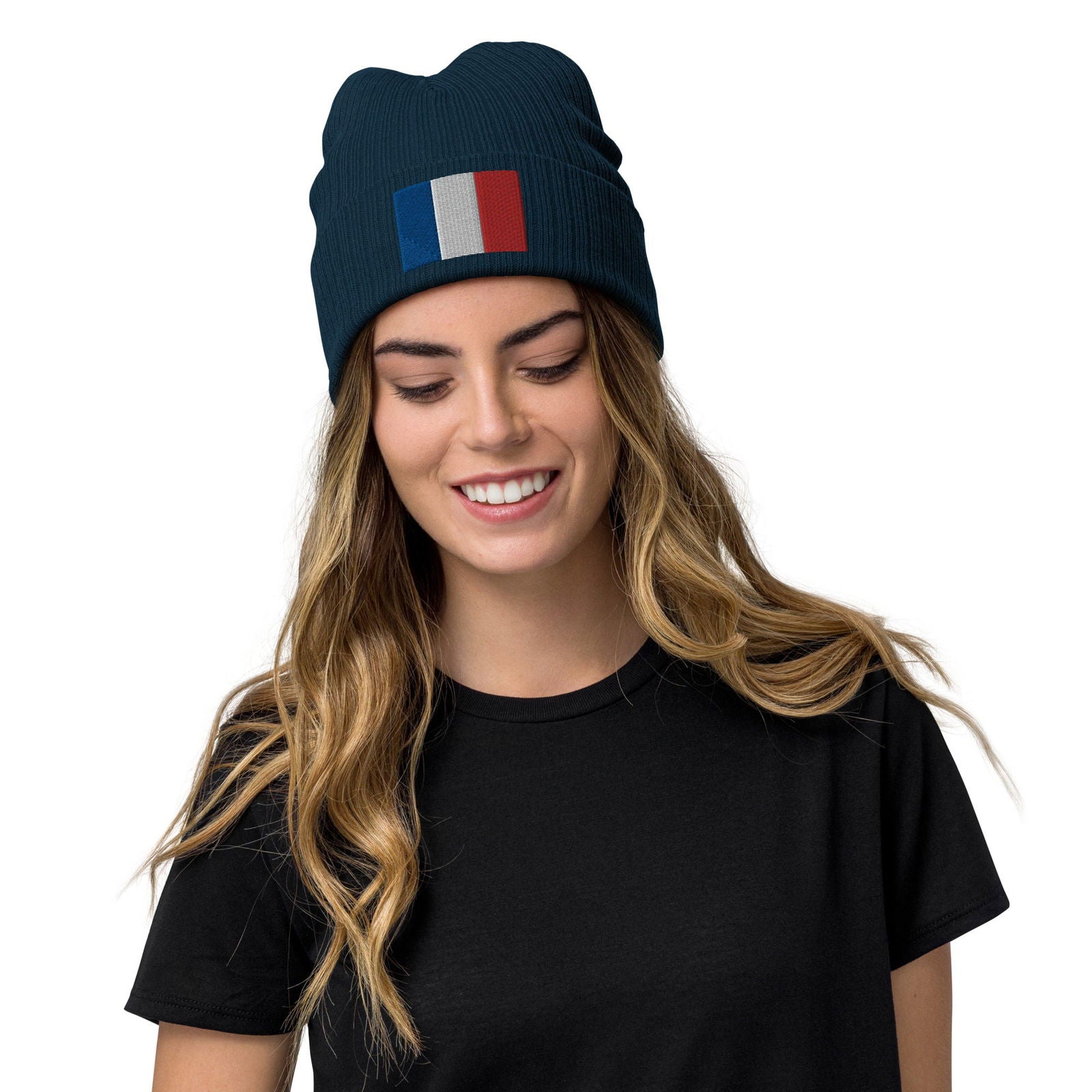 France Beanie With Embroidered Flag