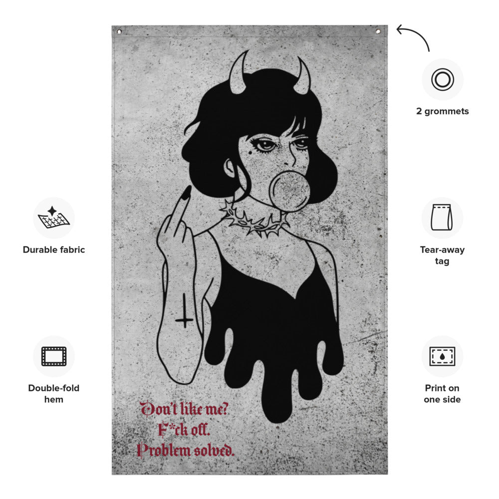 Fuck Off Art / Fuck Off Bitch / Goth Wall Decor / Goth Flag - YVDdesign