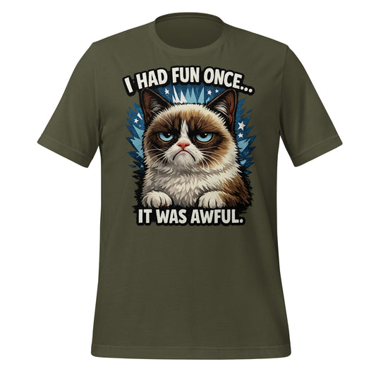 Funny grumpy cat graphic t-shirt for adults