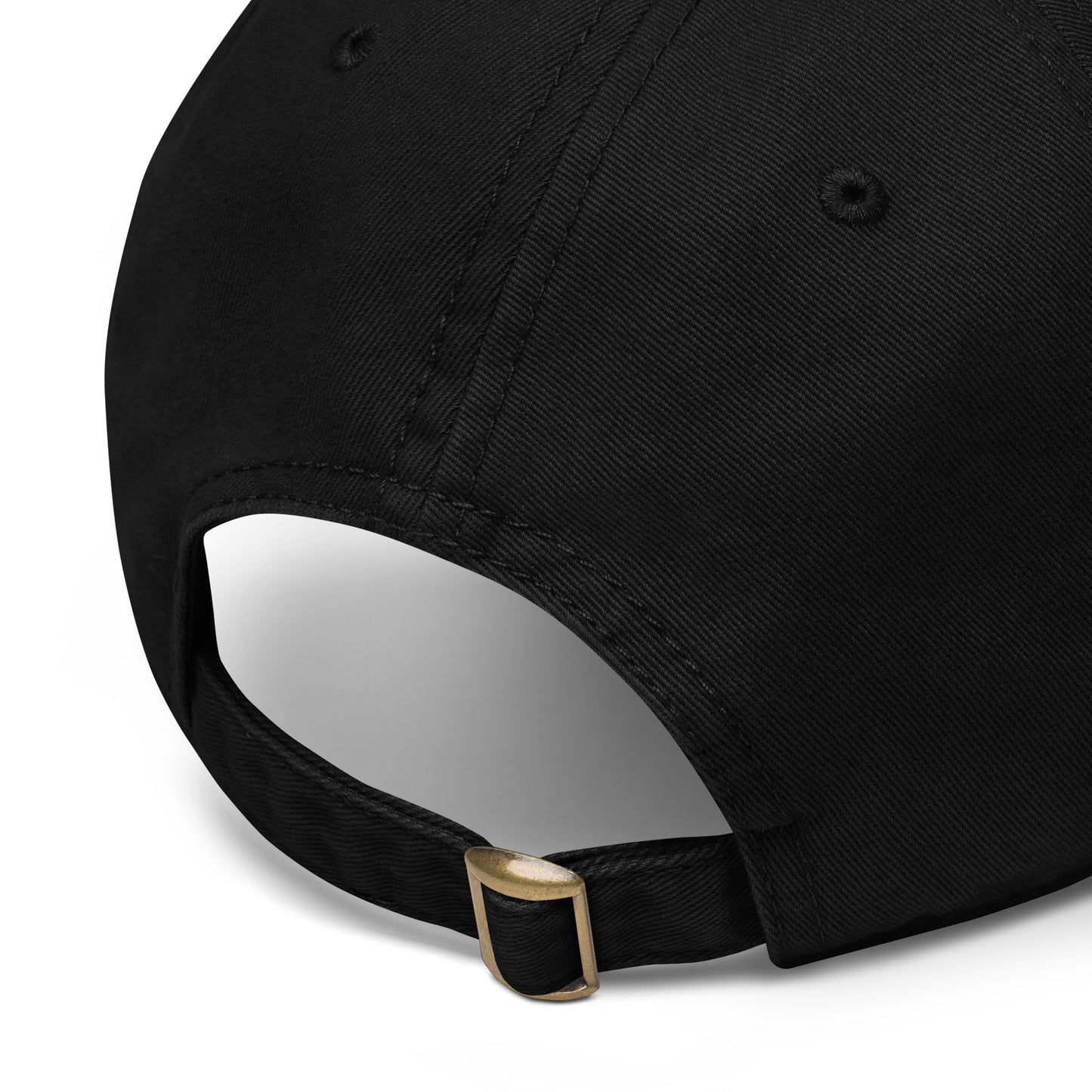 Garment-washed black cotton baseball cap with embroidered wolf pre-curved visor