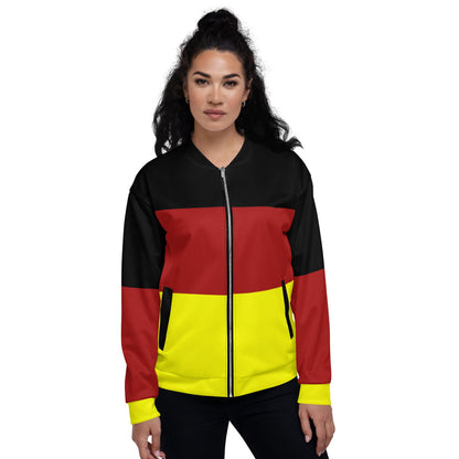 Germany flag bomber jacket for women with black red and yellow design