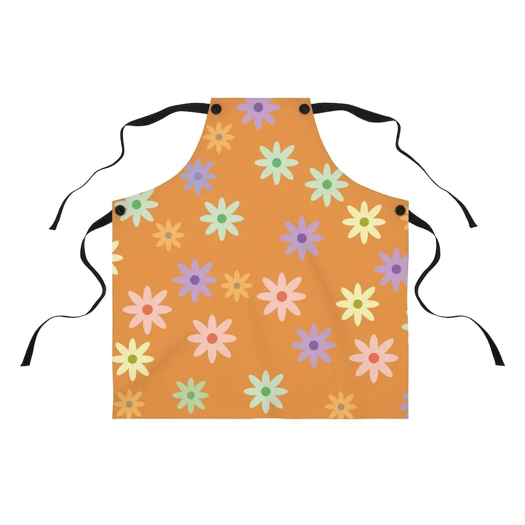 Gift idea for cook – orange floral kitchen apron