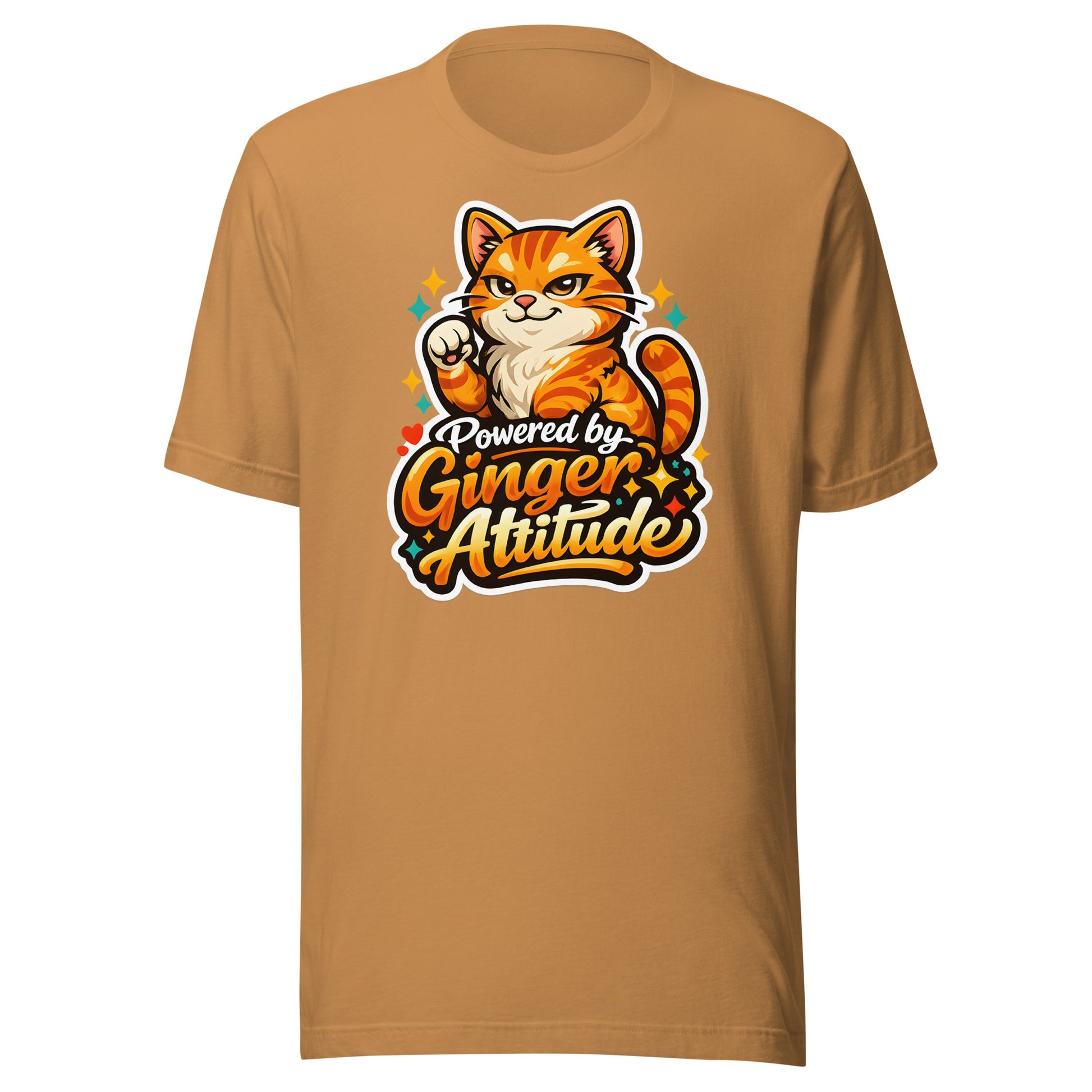 Ginger cat graphic T-shirt with orange tabby illustration