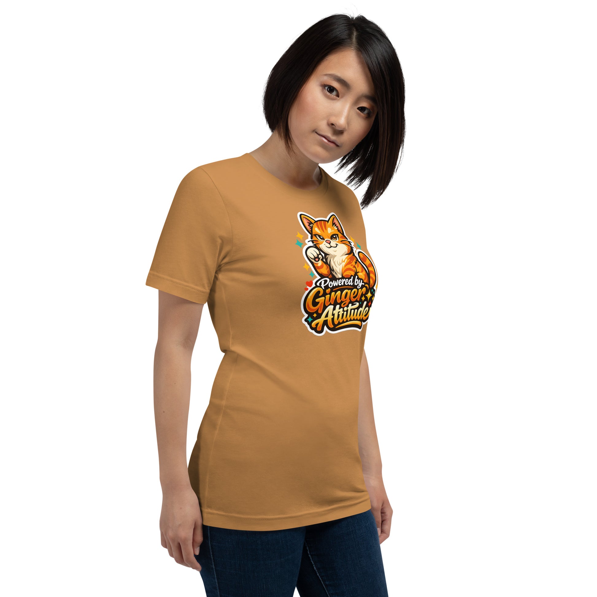 Ginger cat themed T-shirt with bold typography