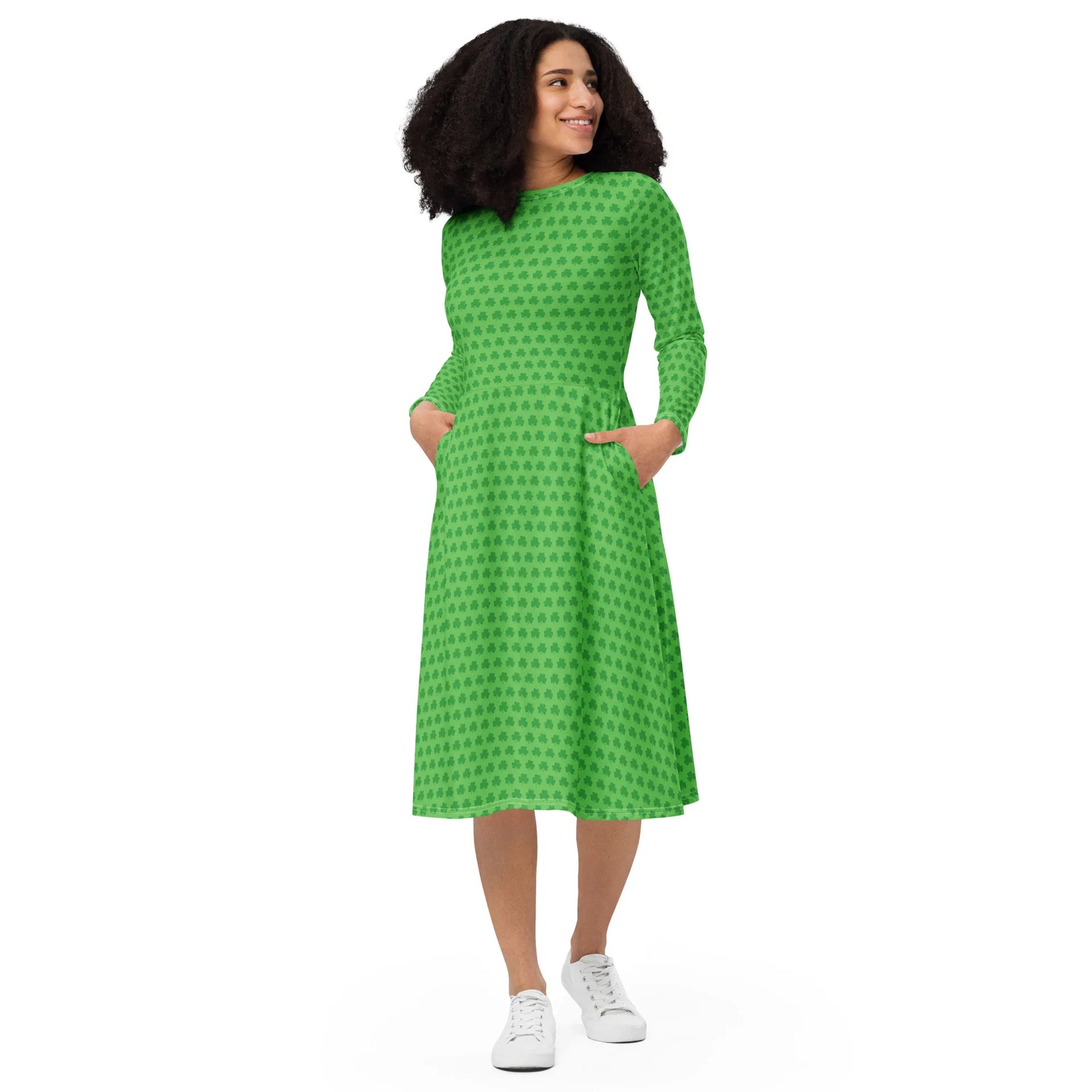 St. Patrick's Day Shamrock Dress With Long Sleeves L