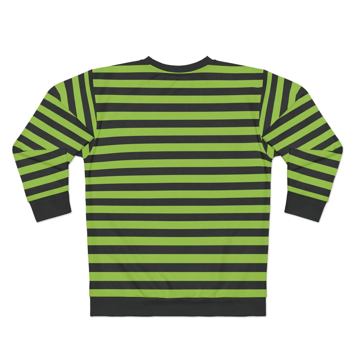 Green and black striped sweater back view