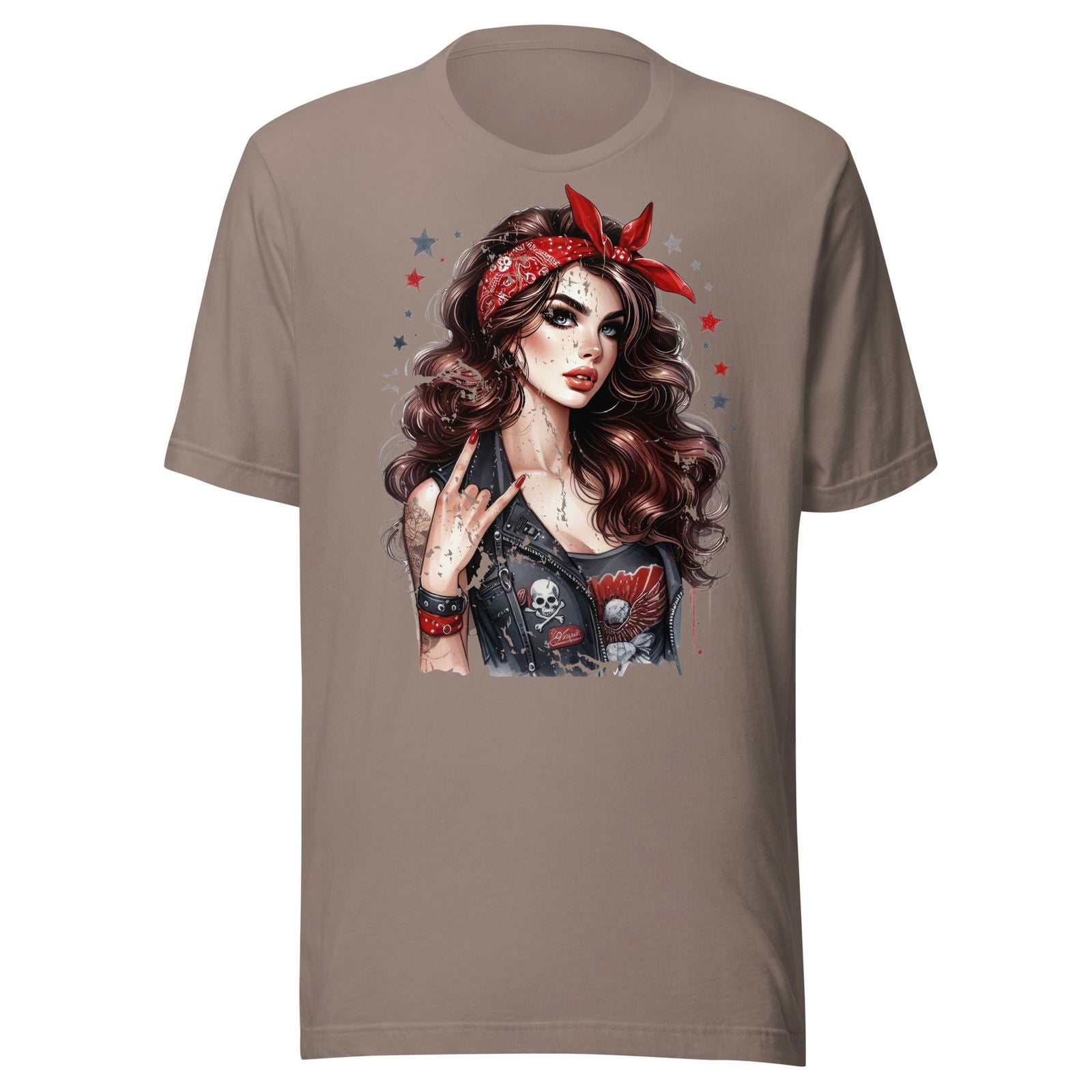 Grunge rock fashion t-shirt with pin-up girl