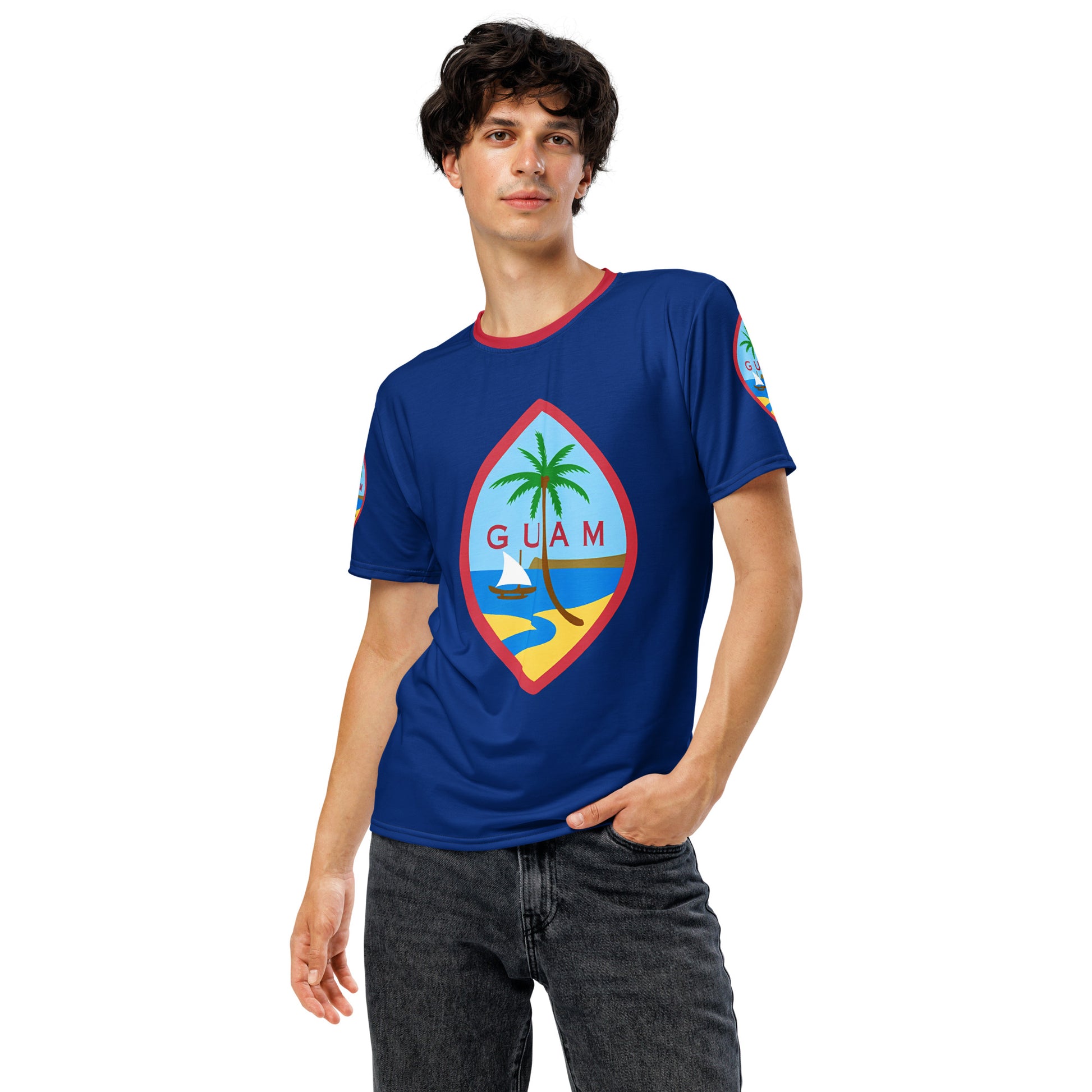 Camiseta de Guam de punto algodón tacto suave con emblema del