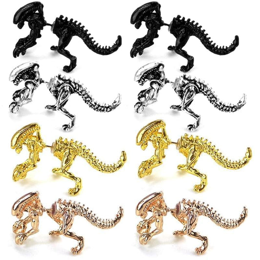 Alien Earrings Studs / Black - Silver Or Gold Color / Unisex Jewelry