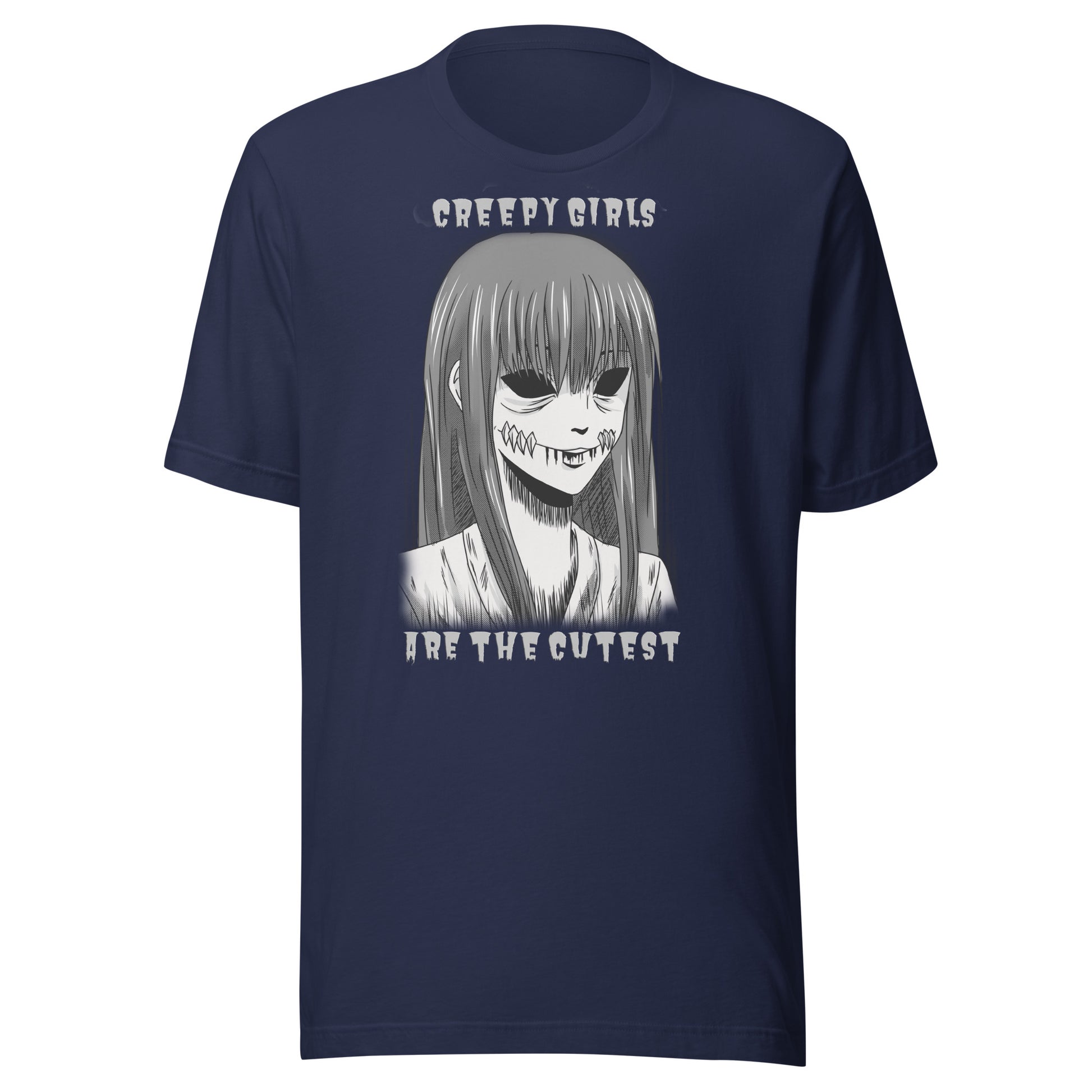 Halloween-themed t-shirt with creepy girl art