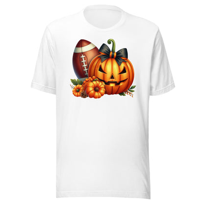 Halloween football t-shirt with pumpkin head design