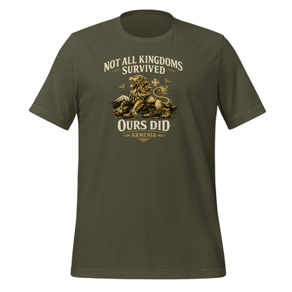Heritage apparel graphic with Armenian lion crest and mountain scene
