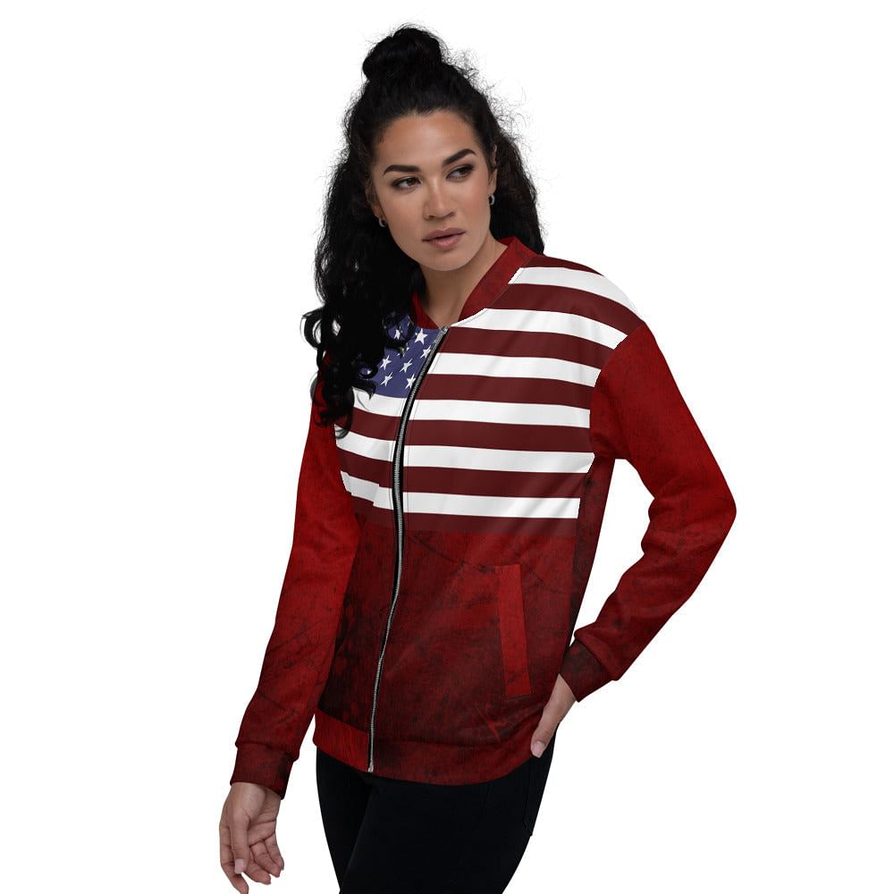 High-quality American flag bomber jacket, durable fabric