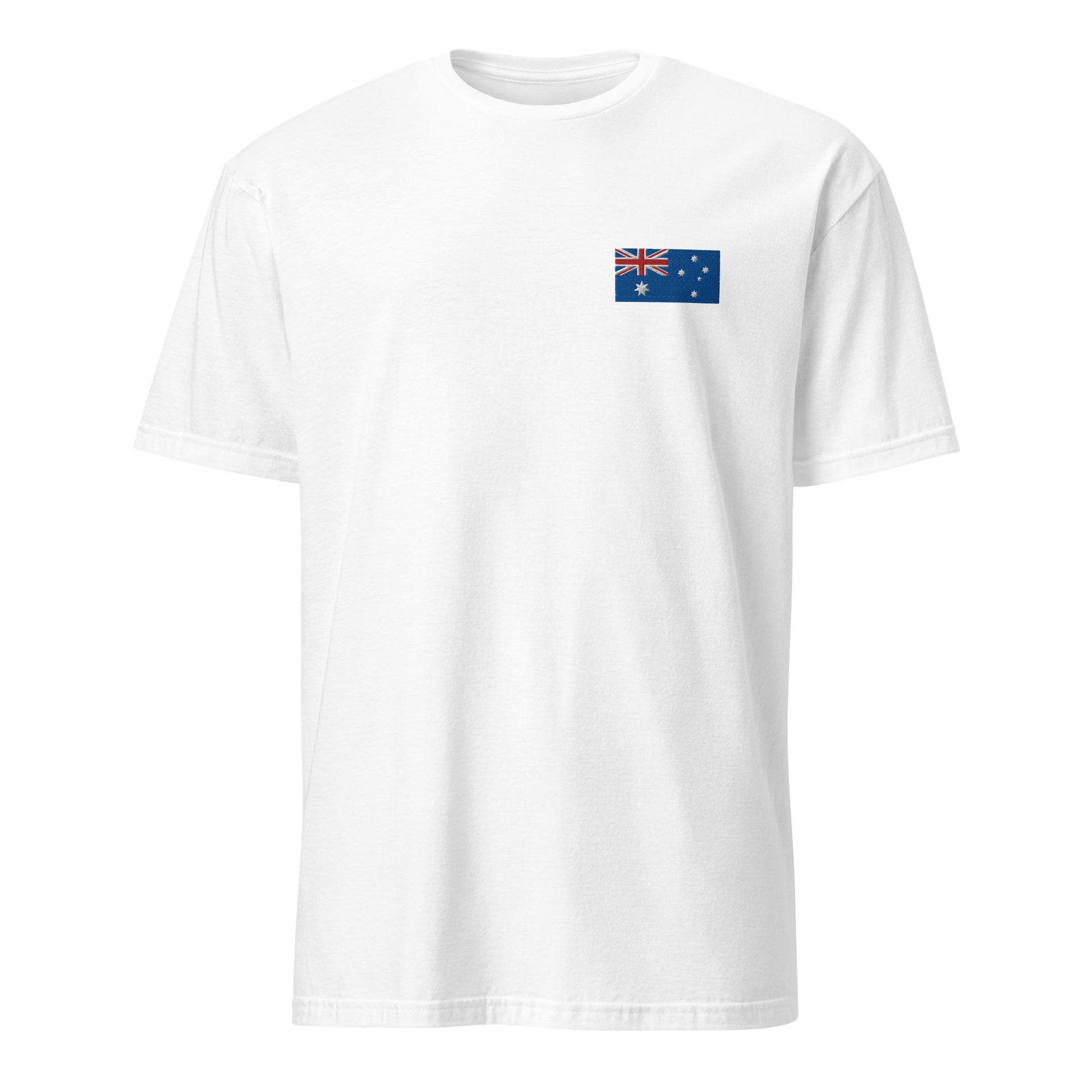 High-quality embroidered Australian flag on cotton shirt