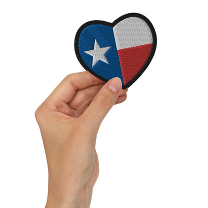 High Quality Heart-Shaped Embroidered Texas Flag Patch