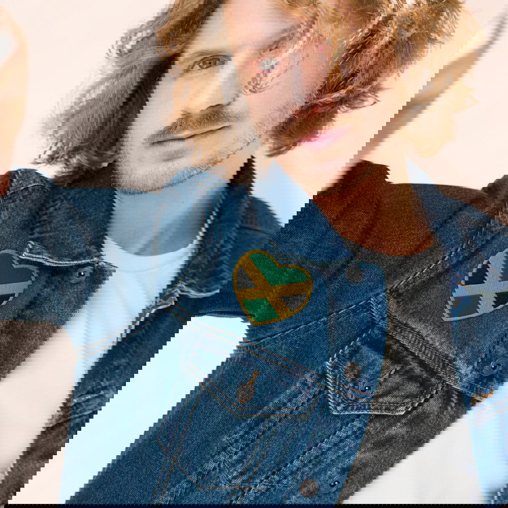 High quality embroidered Jamaica flag heart badge