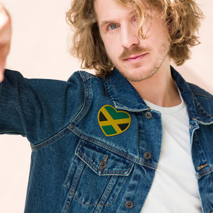 High quality embroidered Jamaica flag heart badge