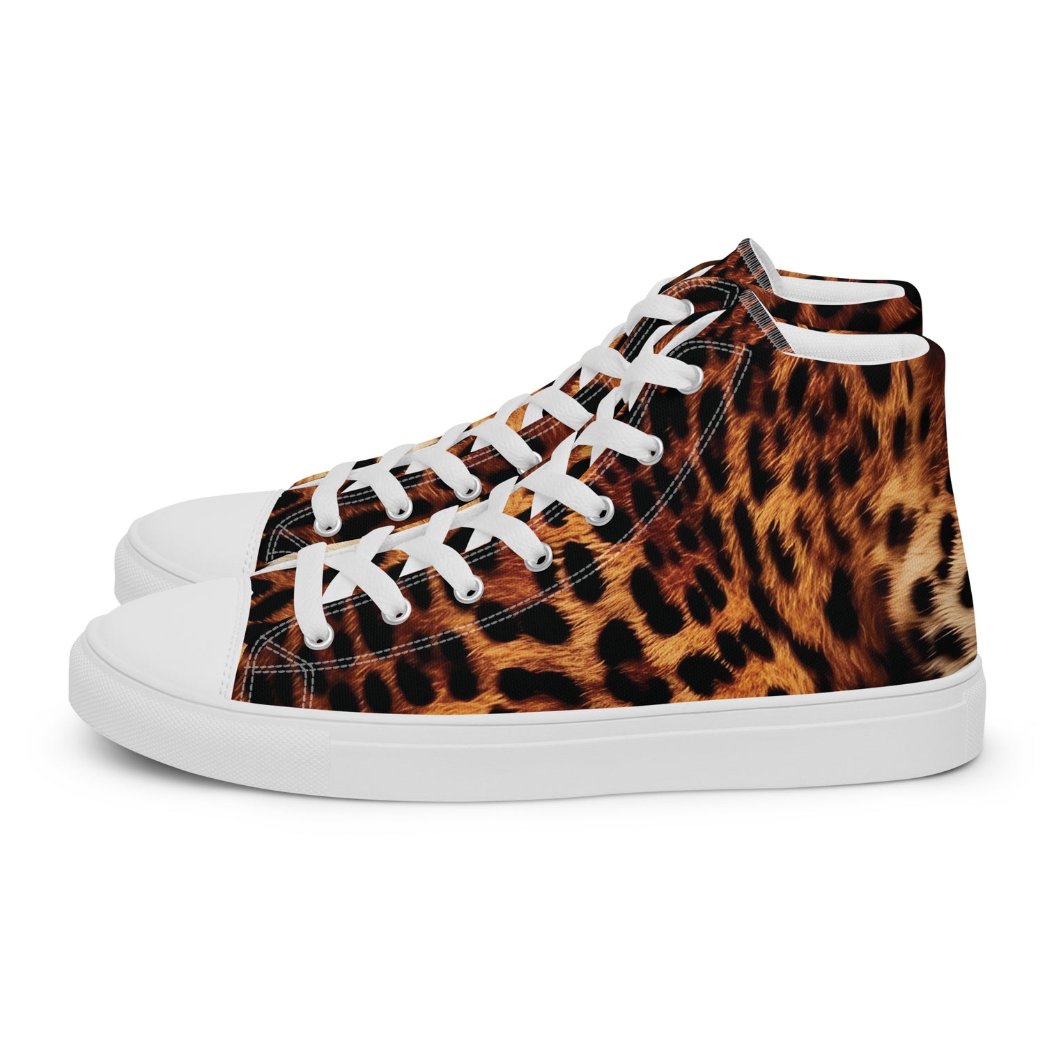 High top leopard print sneakers for men with padded collar