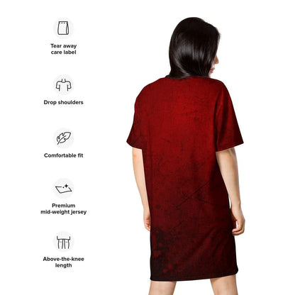 Horror anime screaming girl dress red black graphic