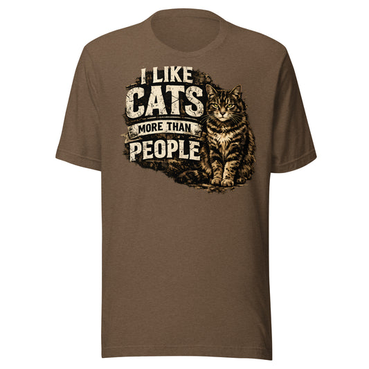 I like cats more than people t-shirt with vintage cat graphic