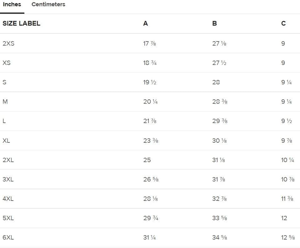 Inches size Label