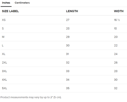 Inches size Label T-shirt