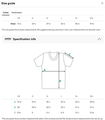 Inches size guide