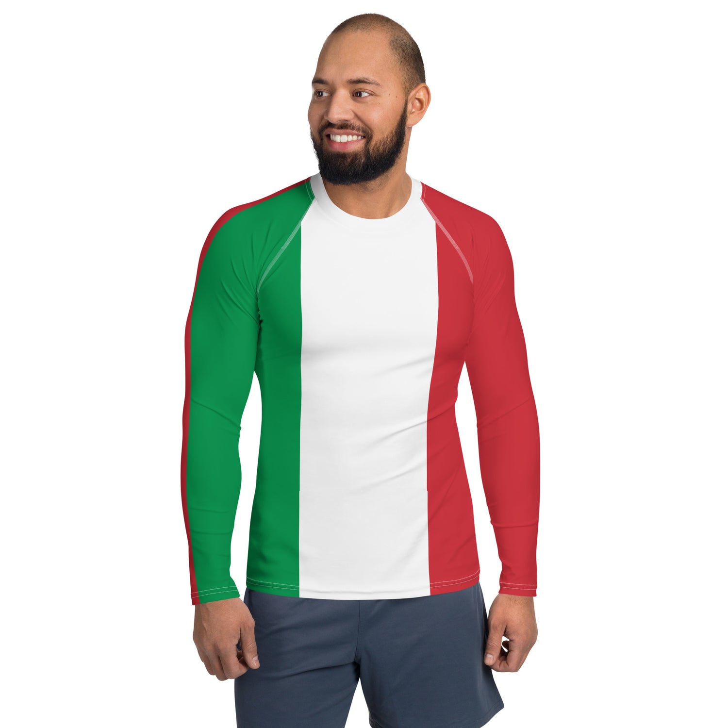 Italy flag men's rash guard with long sleeves for sun protection